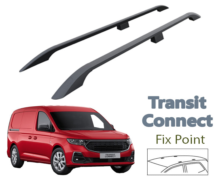 For Ford Transit Connect L1 SWB Aluminum Roof Rails 2024- Up Black For Ford Transit Connect L1 SWB Aluminum Roof Rails 2024- Up Black